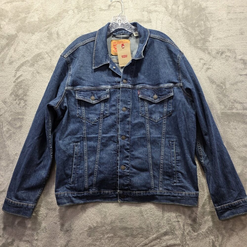 Levi's Outerwear Standard Fit Button Up Denim Trucker Jacket Men's Size XL Blue